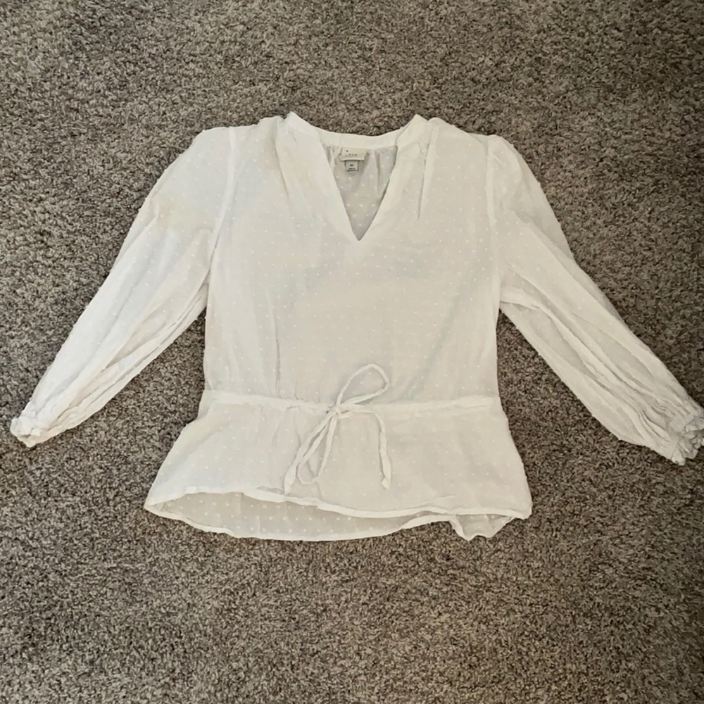 Target White Top with polka dot detail. Size XS.